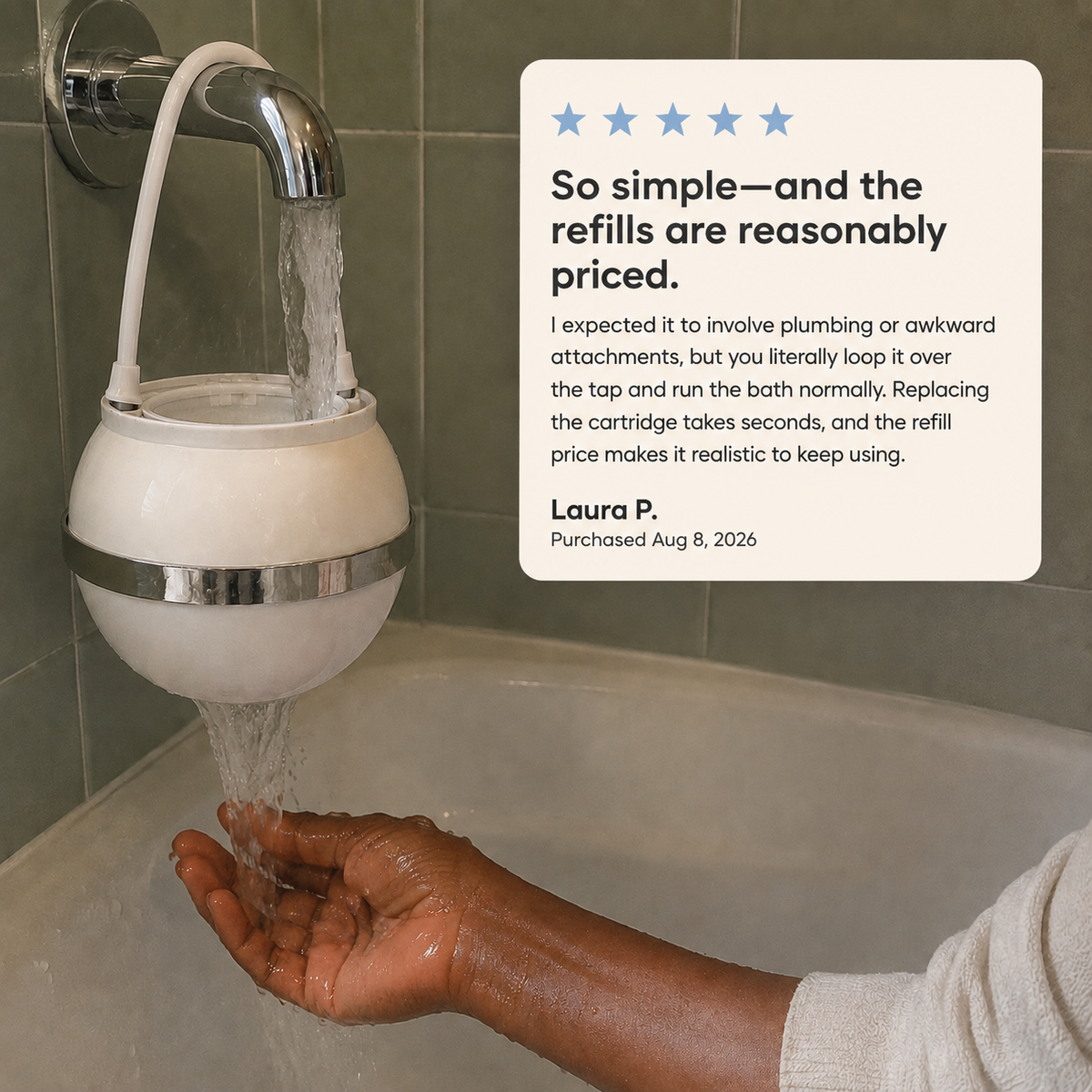 KindFlow Bath Filter - Kinder Bath Water for Sensitive, Dry and Eczema-Prone Skin.