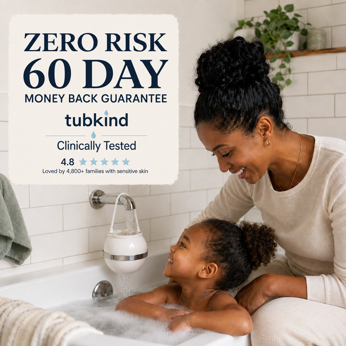 KindFlow Bath Filter - Kinder Bath Water for Sensitive, Dry and Eczema-Prone Skin.