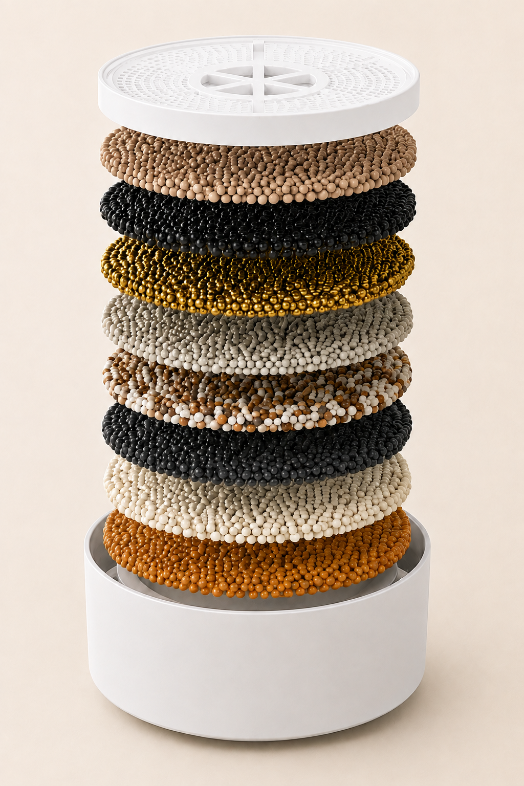 Exploded view of the eight KindFlow filter layers